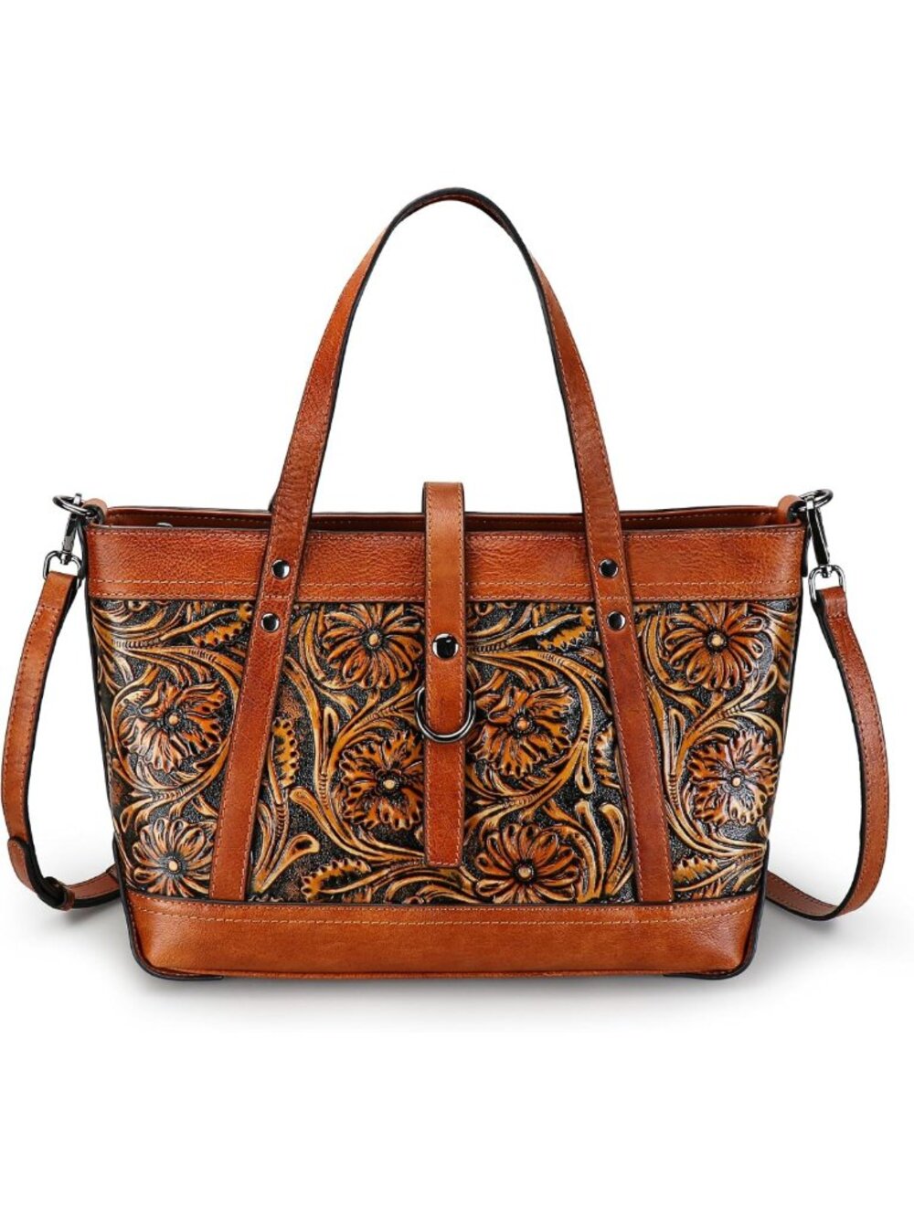 Stylish Vintage Genuine Leather Crossbody Tote Bag for Women - Chic Handbag